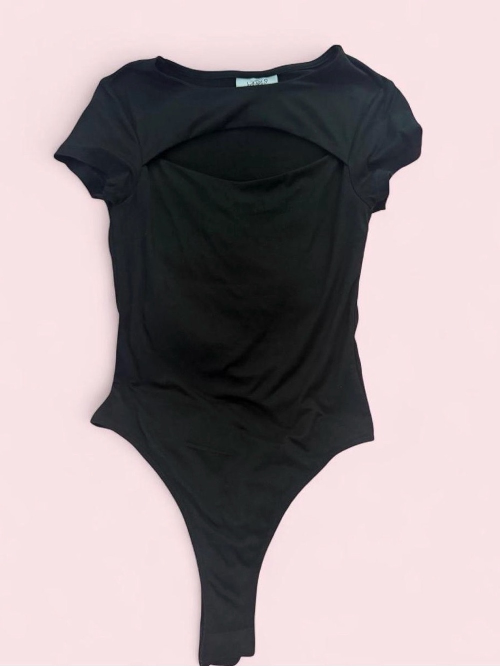 Women's Black Short Sleeve Cutout Bodysuit